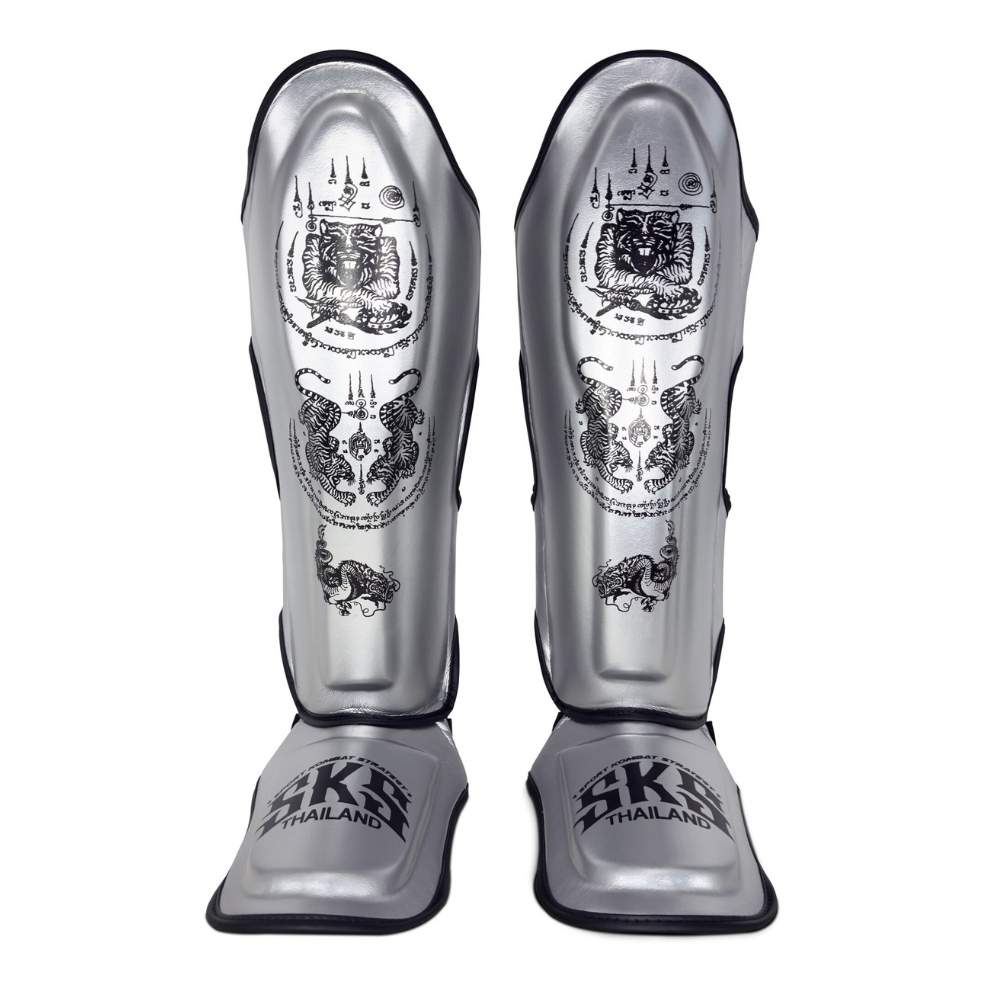 SKS Sakyant Muay Thai Shin Guards Metallic Silver