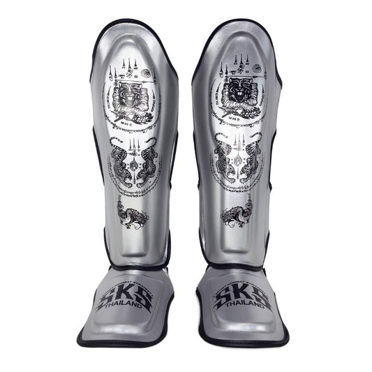 SKS Sakyant Muay Thai Shin Guards Metallic Silver