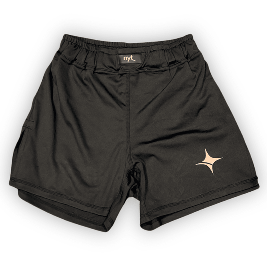 NYT No-GI 2 Layer Fight Shorts MMA Shorts NYT Black/Sand X Small 