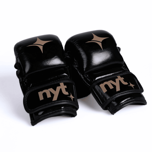 NYT Thai 7oz MMA Sparring Gloves Hybrid Gloves NYT Black/Sand Small 