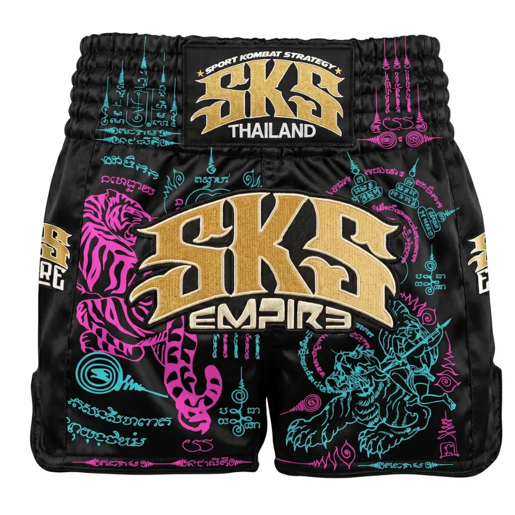 SKS Tiger Conqueror Muay Thai Shorts Black