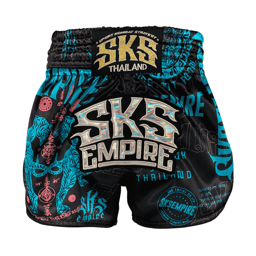 SKS Blue Stickerbomb Muay Thai Shorts Muay Thai Shorts SKS Blue XXX Small 