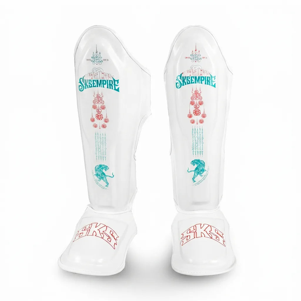 SKS Stickerbomb Muay Thai Shin Guards White