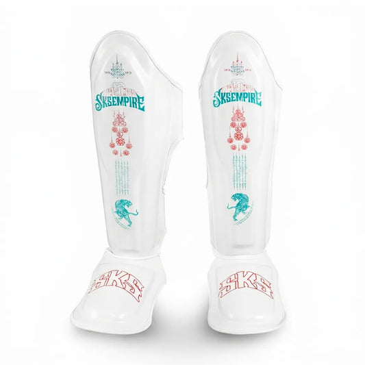 SKS Stickerbomb Muay Thai Shin Guards White