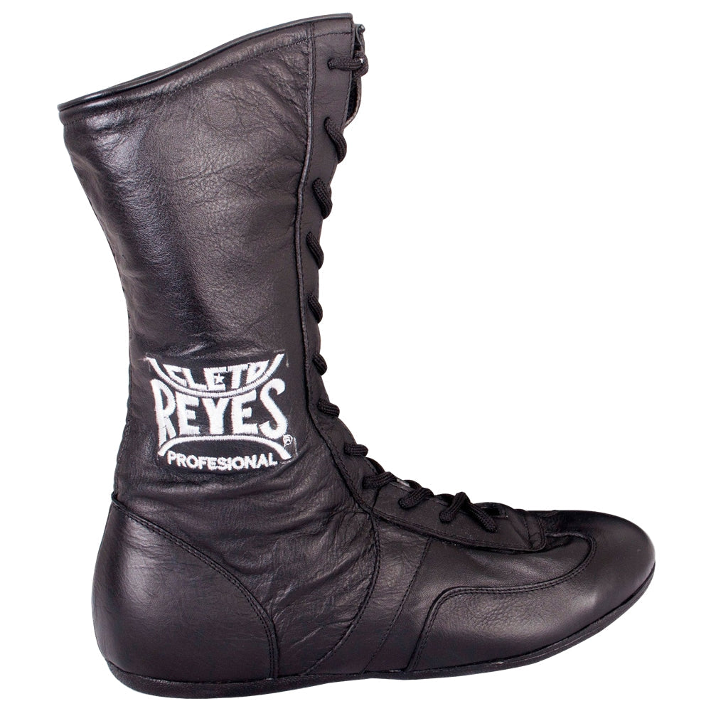 Cleto Reyes Leather High Top Boxing Shoes Black Left Side