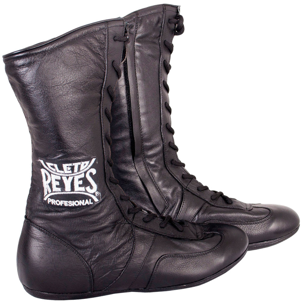 Cleto Reyes Leather High Top Boxing Shoes Black