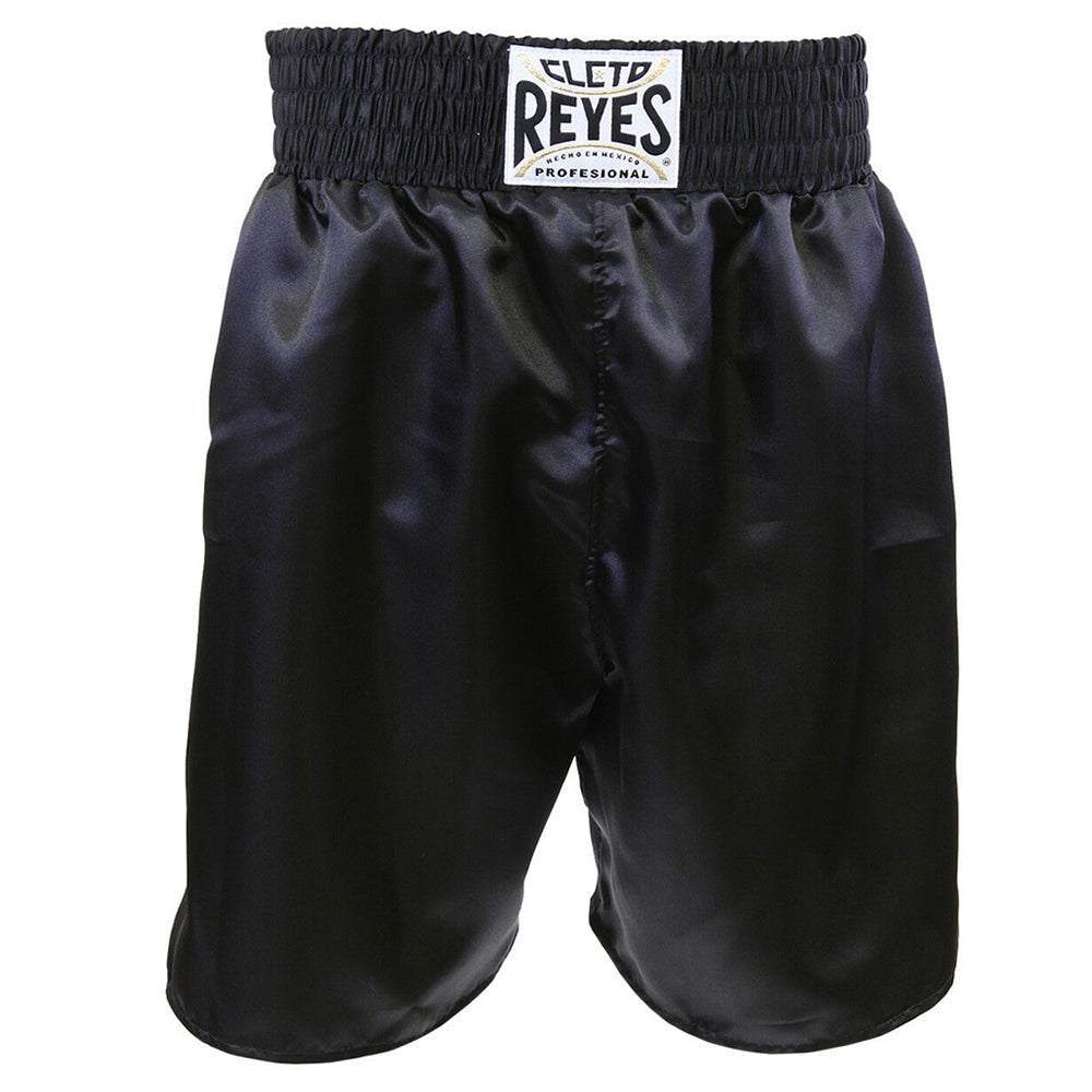 Cleto Reyes Satin Classic Boxing Trunk Black/Black Front